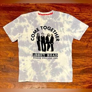 Beatles Men’s  T-shirt Come Together Abbey Road Hard Rock Cafe Tie Dye White SzL